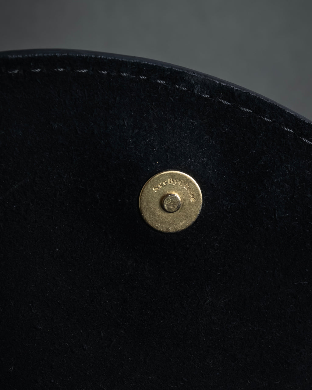"See by Chloé" Half-moon grommet-detail suede shoulder bag