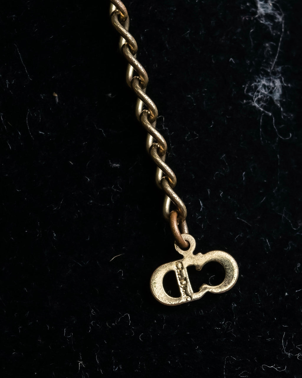 "Christian Dior" Rope ribbon motif gold necklace
