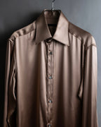 "GUCCI" Ecru beige glossy wide collar shirt