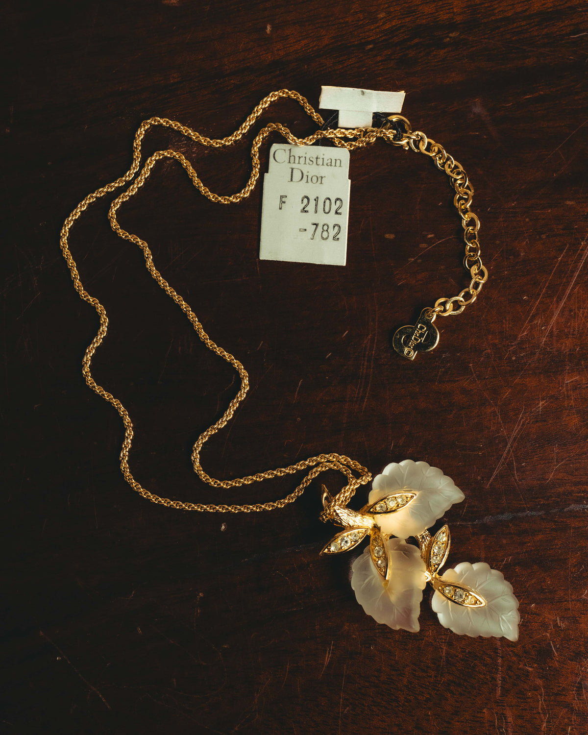 "Christian Dior" 70's-80's Sculptural leaf pendant necklace