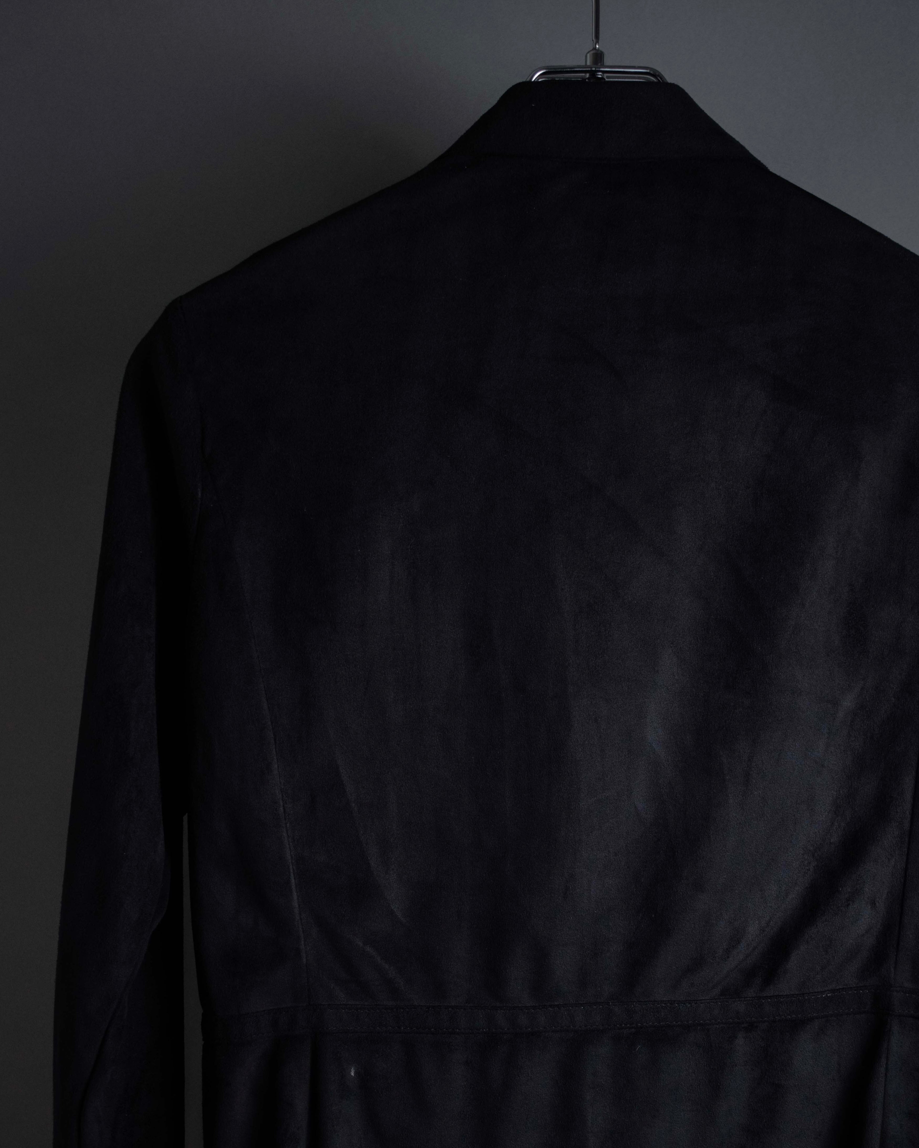 "PRADA" Wrap flap design micro suede jacket