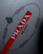 "PRADA" Military detail brushed leather lace-up long boots