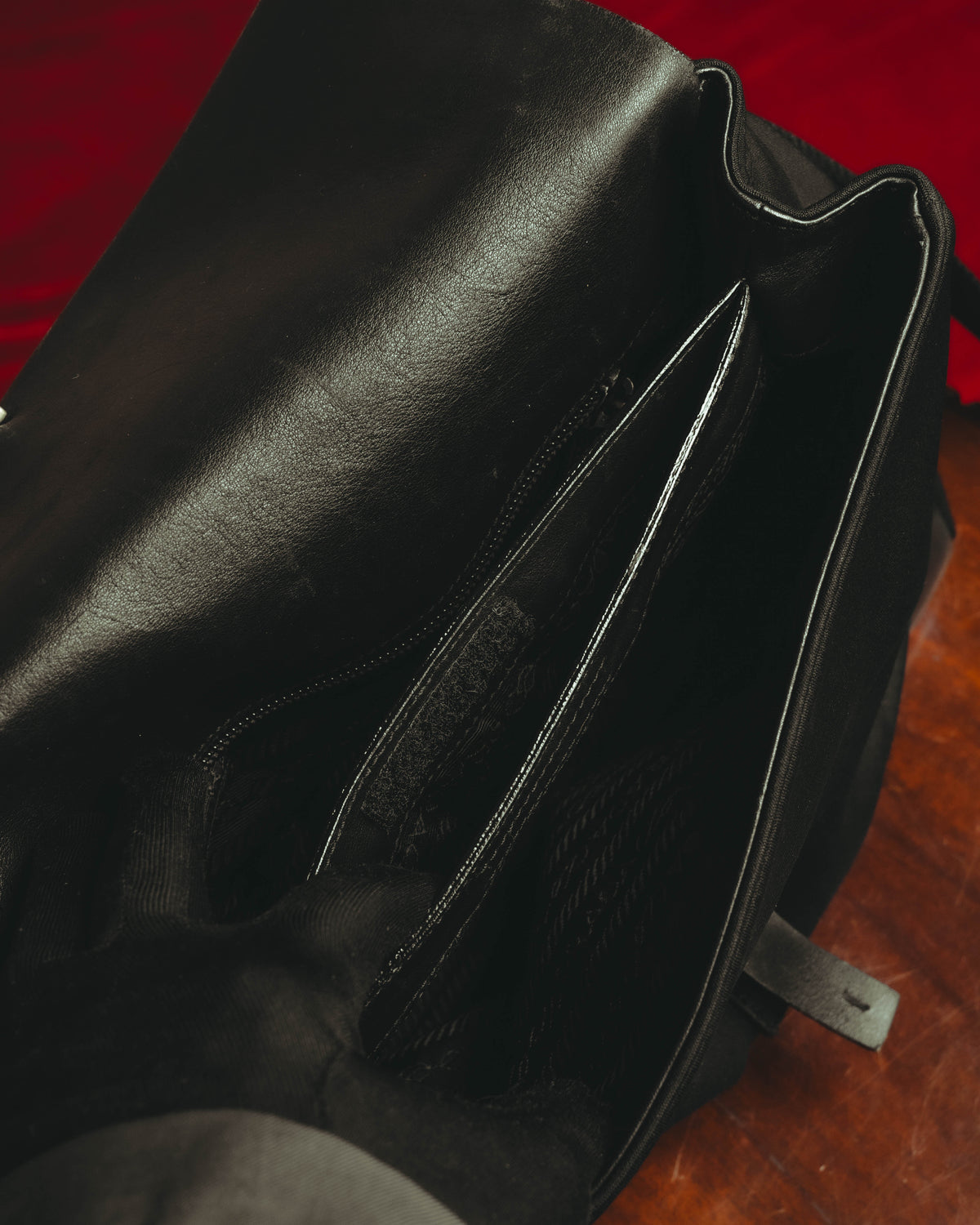 “PRADA” 90’s-00’s Nylon and leather flap messenger bag