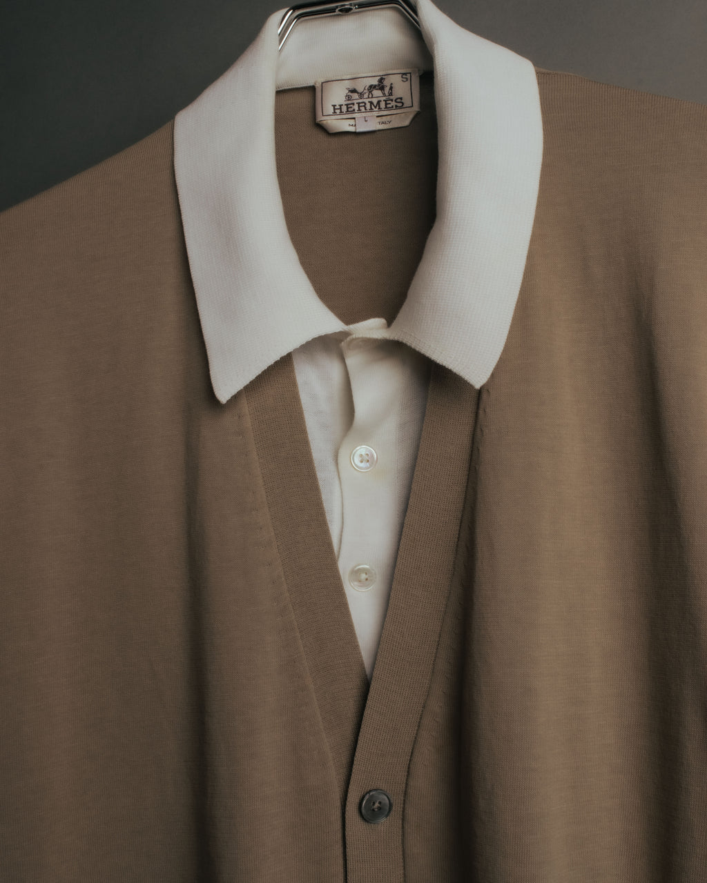-SPECIAL- “HERMÈS” 90’s-00’s Trompe l’oeil cotton knit cardigan