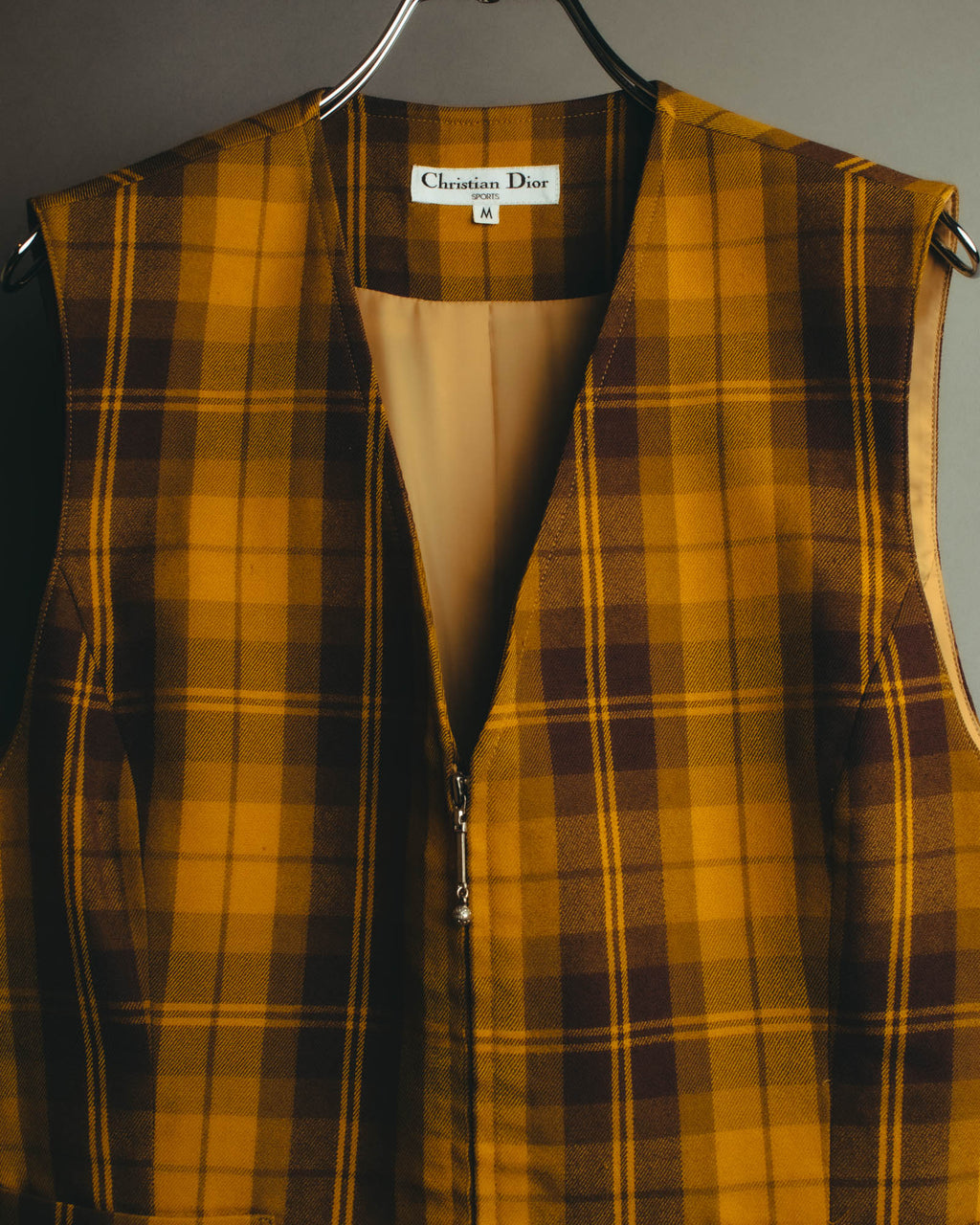 “Christian Dior” 90’s-00’s Plaid wool zip tailored vest