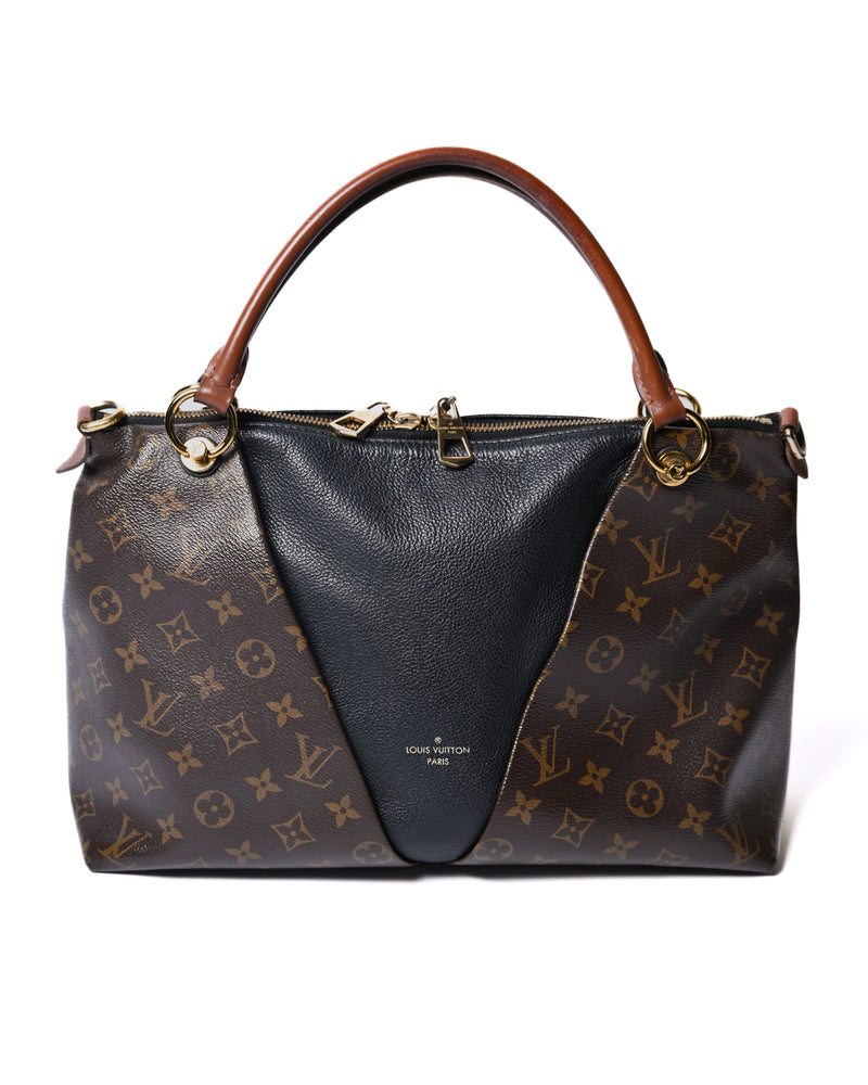 LOUIS VUITTON/ “V Tote mm” Monogram Canvas & Leather Handbag