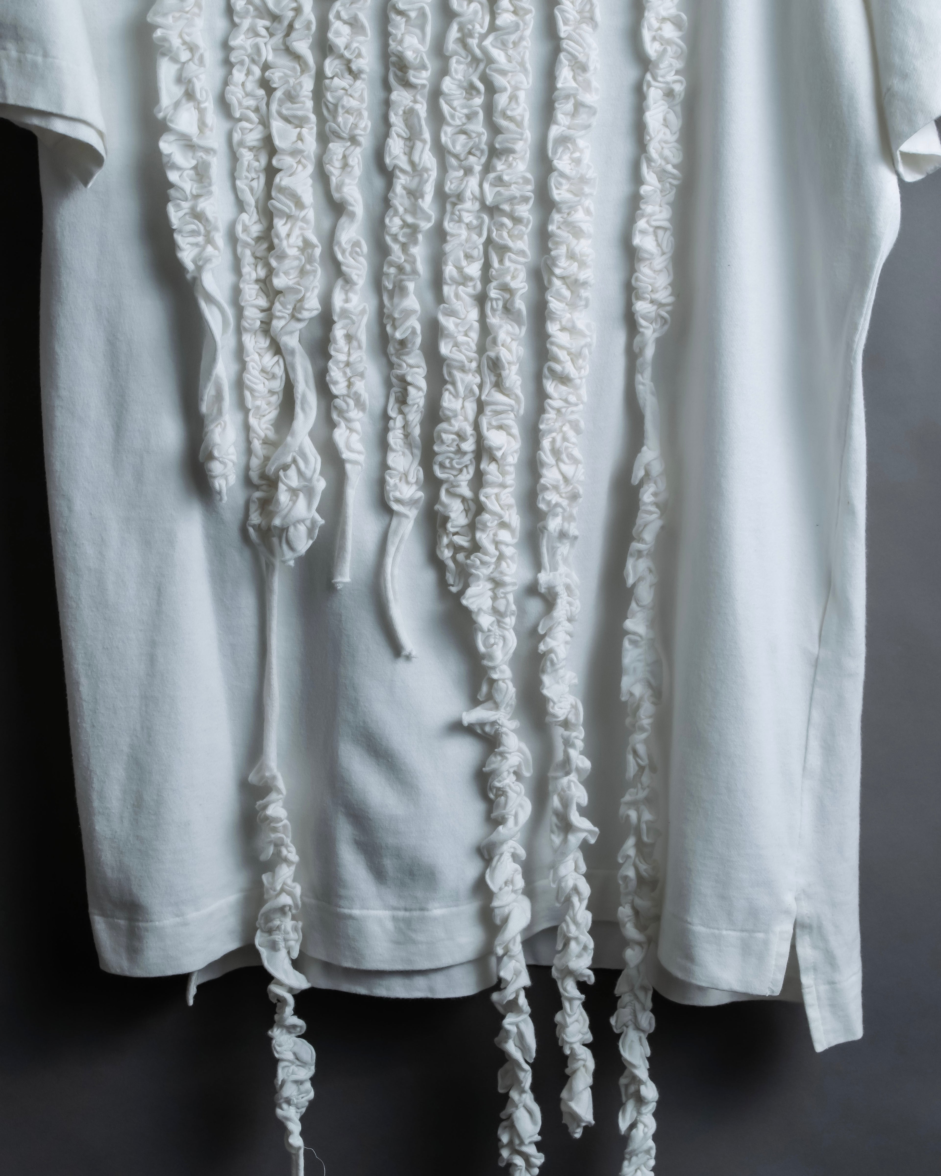 "Yohji Yamamoto POUR HOMME" Long ruffle design soft cotton T-shirt