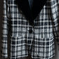 "YVES SAINT LAURENT" Monotone Madras check pattern shaped tailored jacket