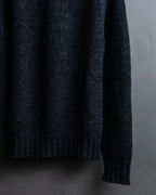 "Saint Laurent" Long-haired wool charcoal tone knit pullover