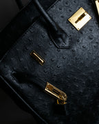 "Pierre Cardin" Turnlock design ostrich leather top handle bag