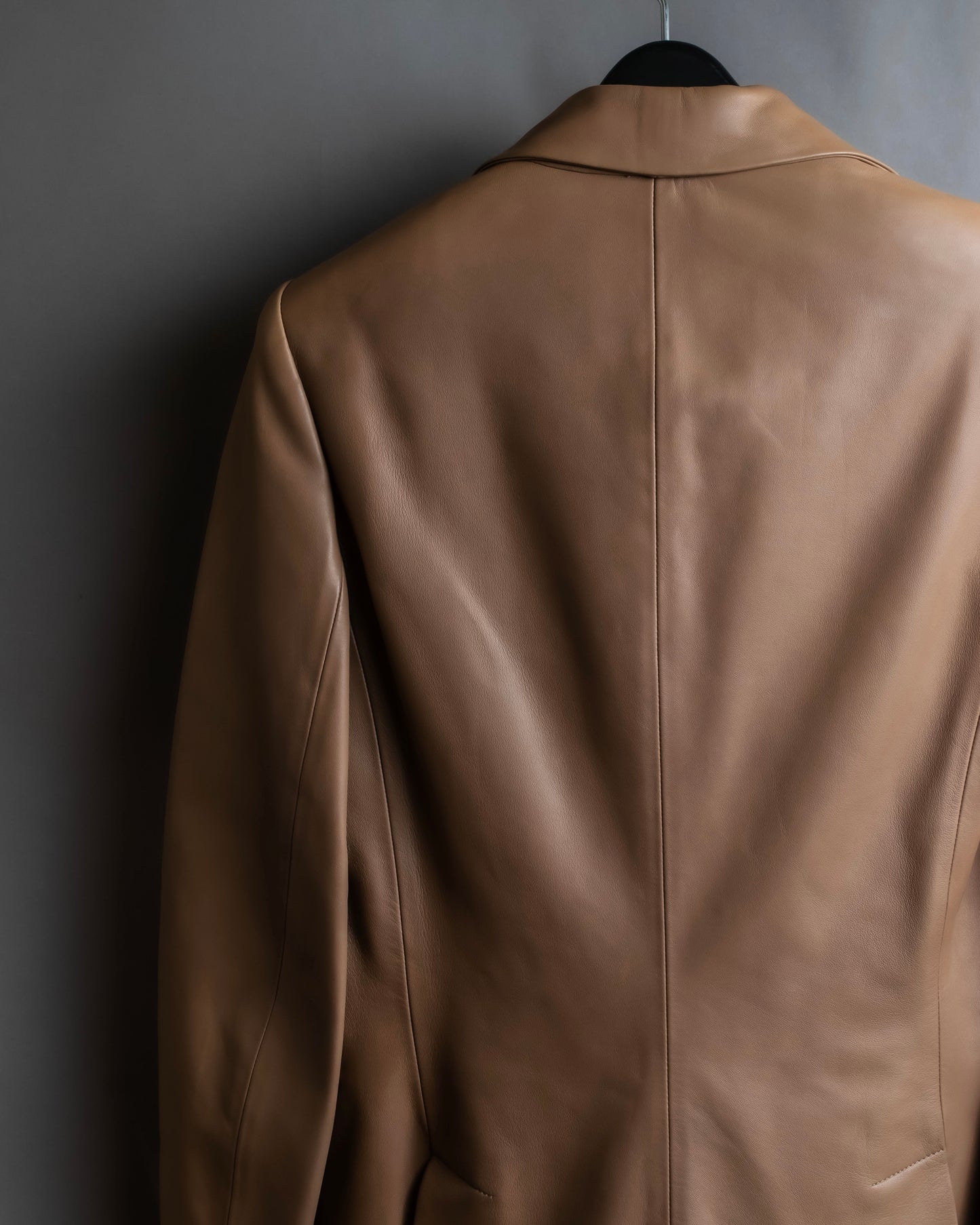 "LOEWE"  Camel brown leather tailored jacket