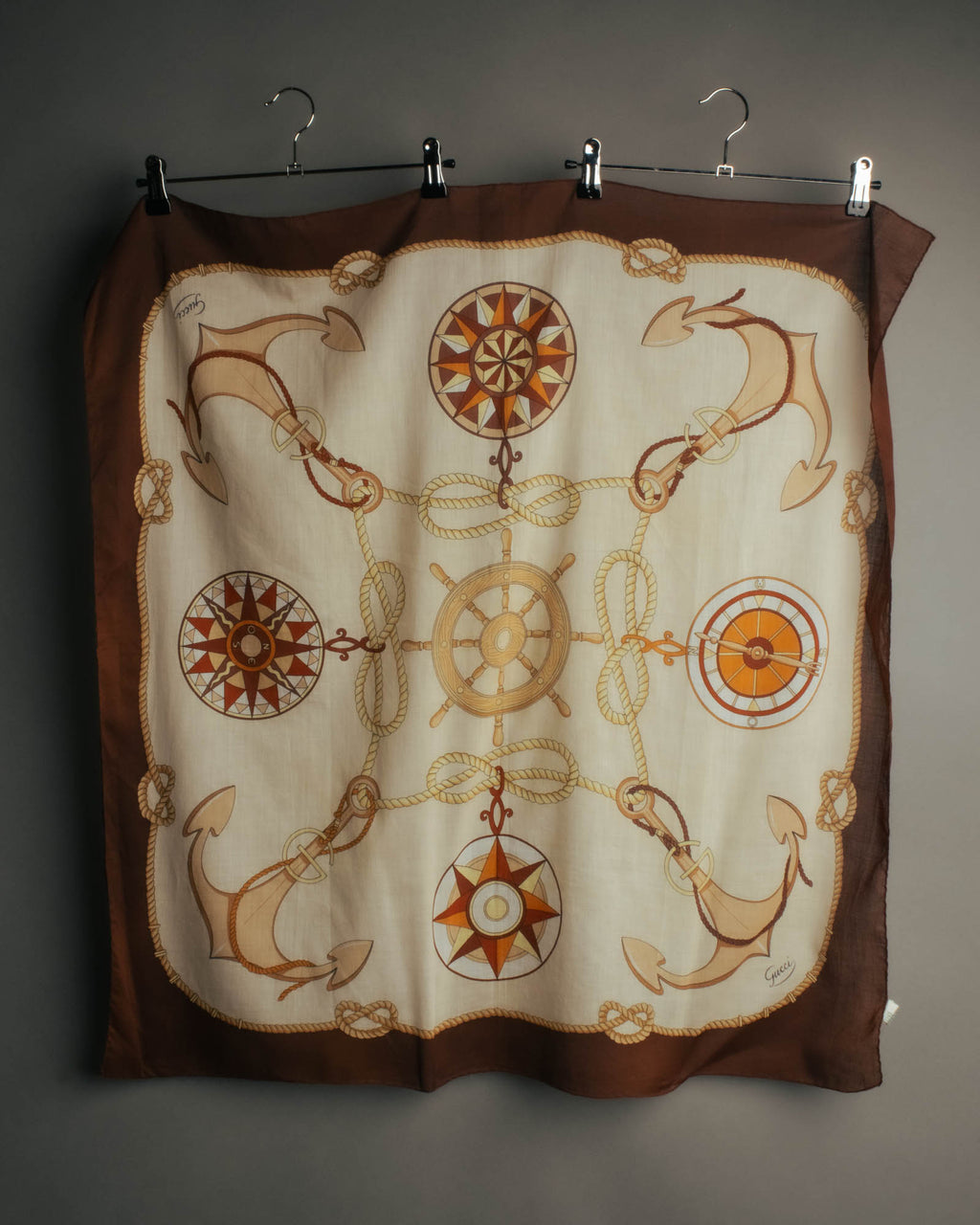 “GUCCI” 70’s-80’s nautical motif sheer scarf