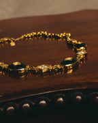 "BURBERRYS" 90's Emerald enamel costume jewelry necklace