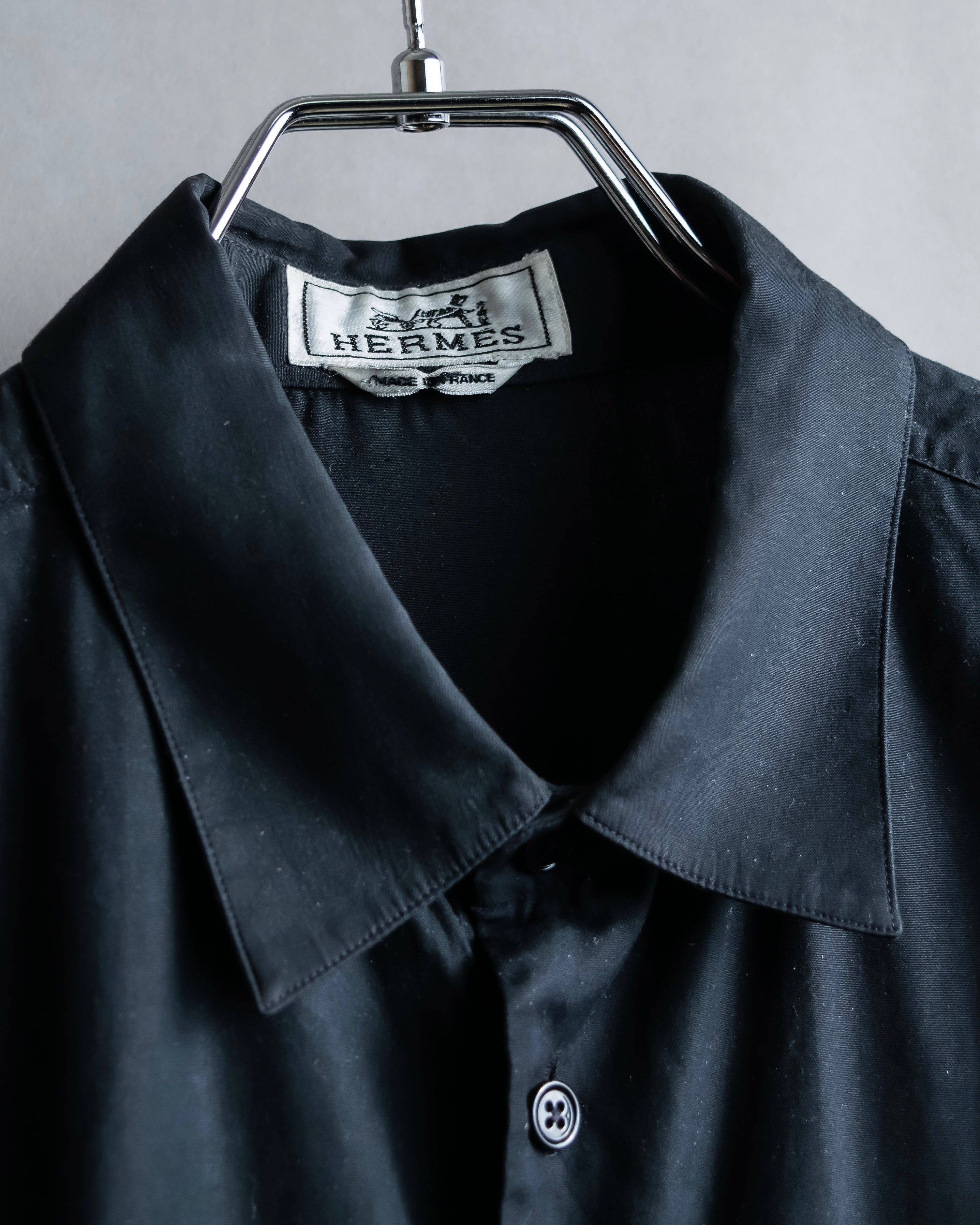 "HERMES" Tone-on-tone shadow check shirt