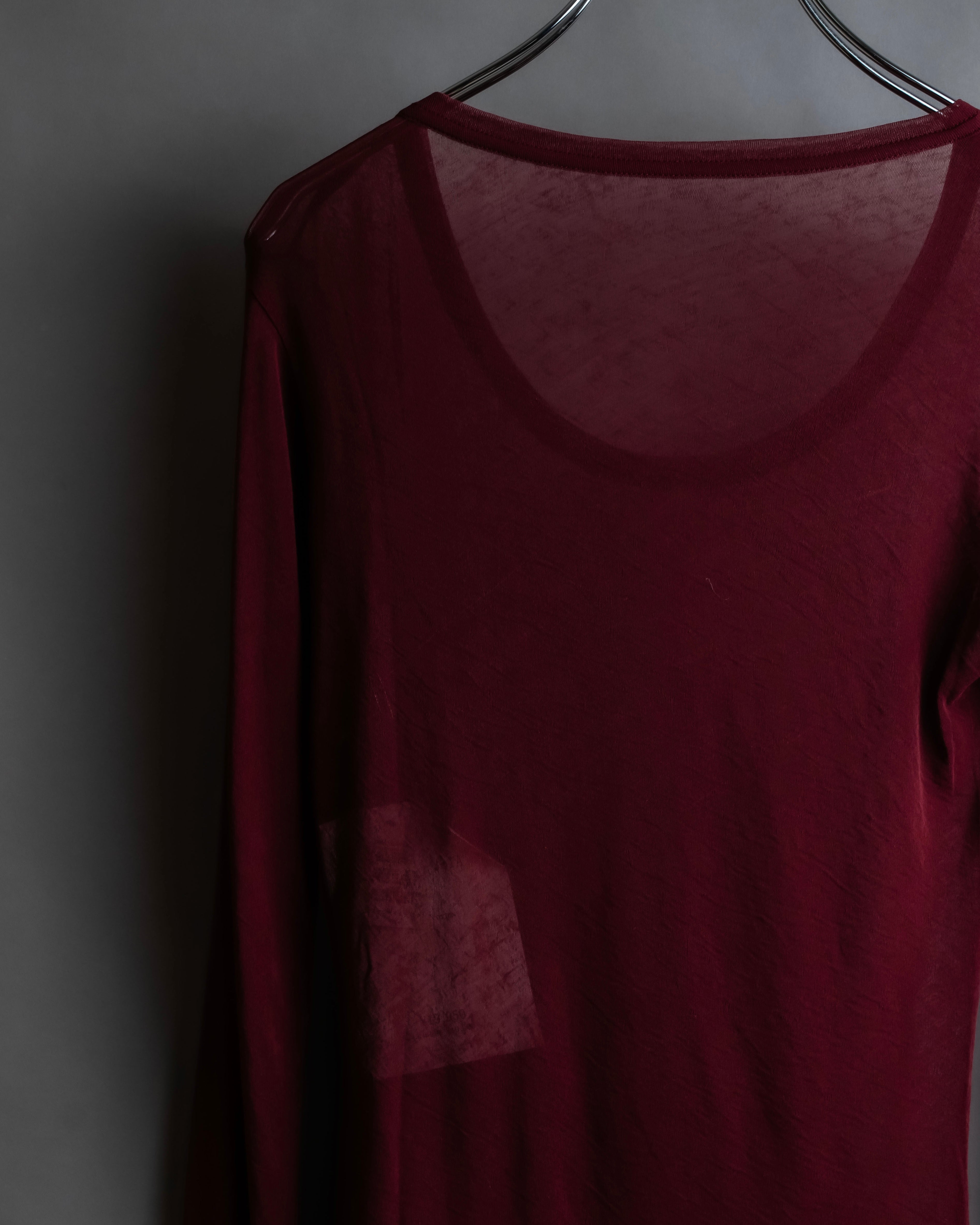 "YOHJI YAMAMOTO FEMME" 13SS Burgundy color sheer pullover