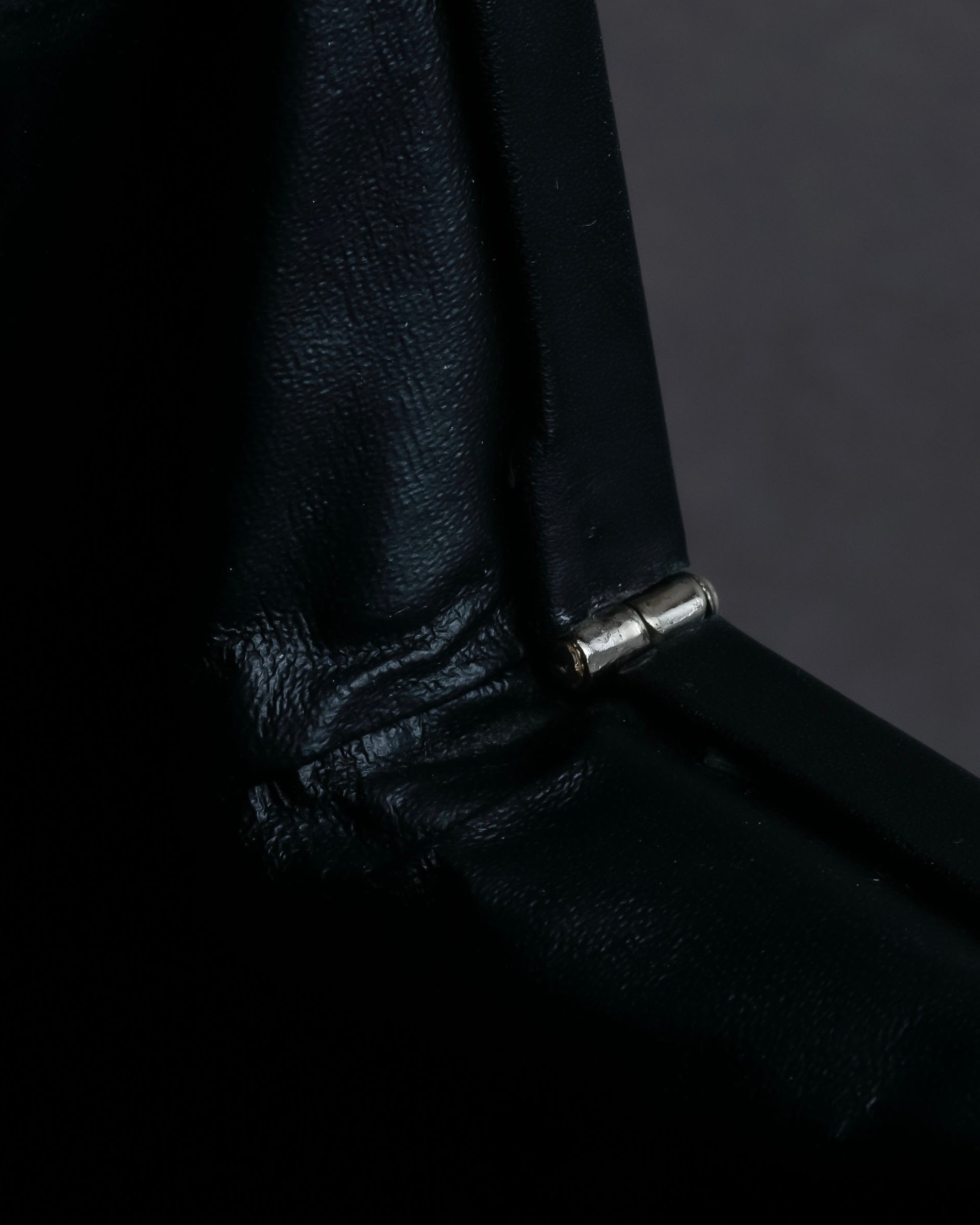 "JEAN PAUL GAULTIER" Logo engraved clasp frame 2way leather bag