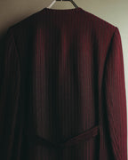 -SPECIAL- “Yves Saint Laurent“ 80's-90's Swiss fabric lurex stripe collarless long jacket