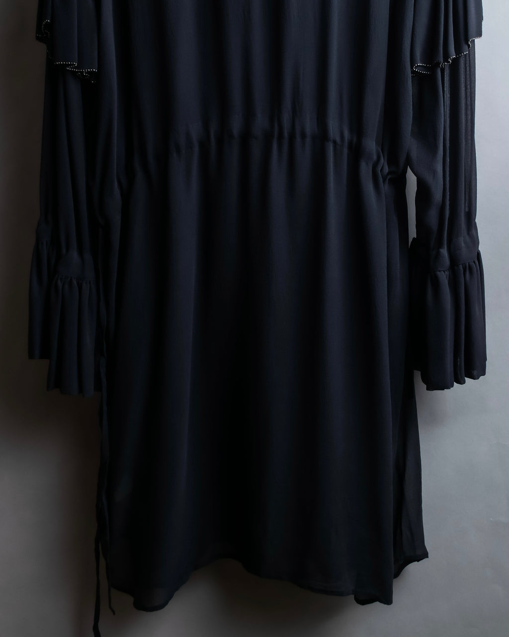 "DRIES VAN NOTTEN" Gather tiered design sheer black dress