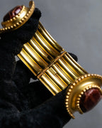 "LOEWE" Leather combination half moon gold bangle