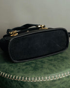 “Salvatore Ferragamo” 1995 Double gancini suede leather handbag