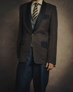 -SPECIAL- "Maison Martin Margiela" 00's Check shawl collar smoking jacket with satin contrast
