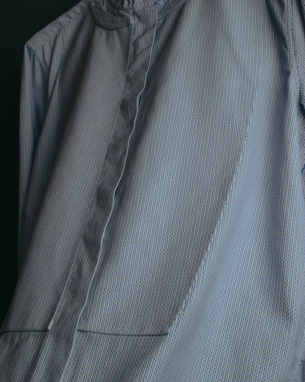 "CÉLINE" 10's Textured cotton collarless tunic shirt