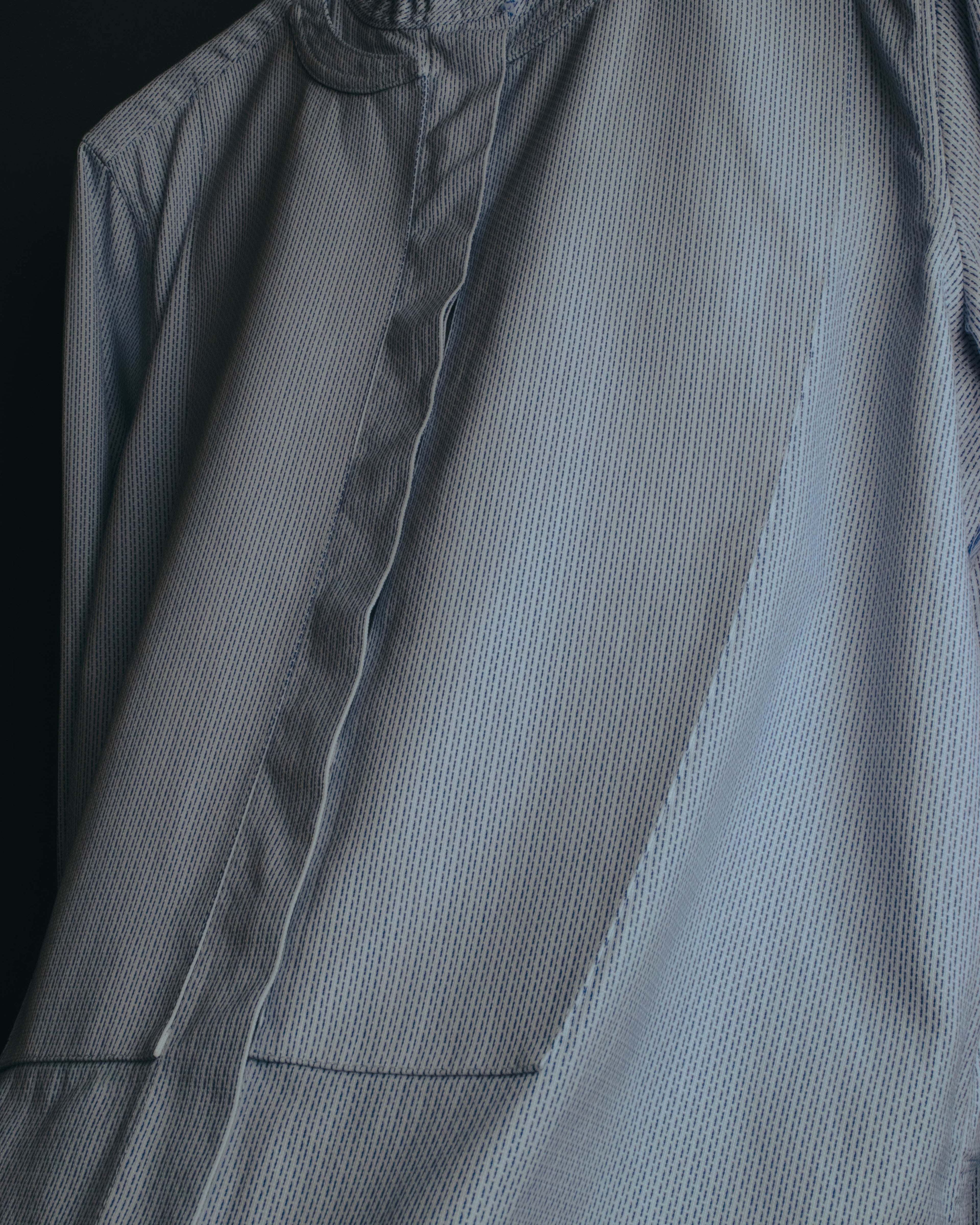 "CÉLINE" 10's Textured cotton collarless tunic shirt