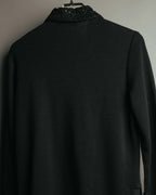 -SPECIAL- “Yves Saint Laurent” 90’s crochet collar pearl button knit pullover