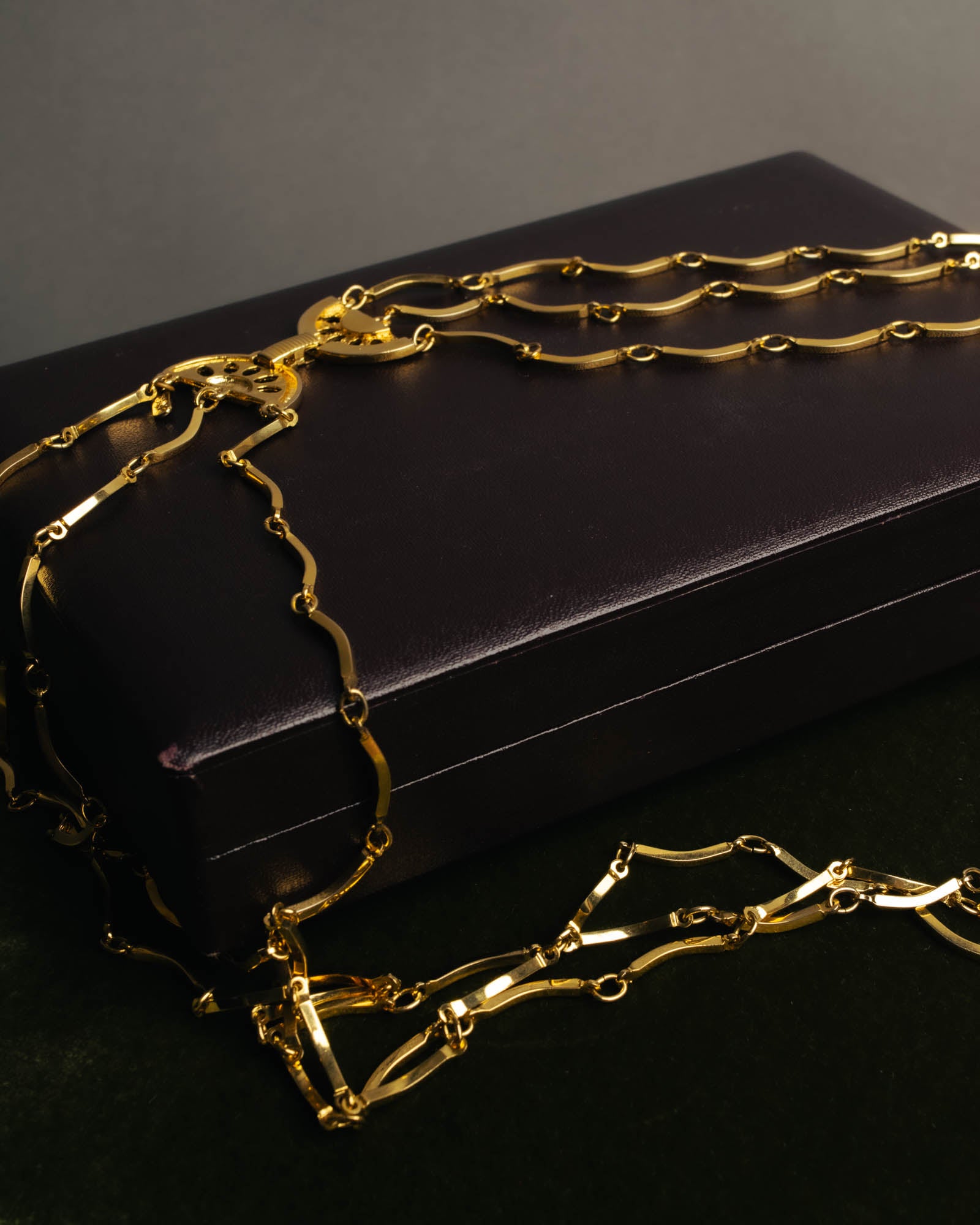 "Yves Saint Laurent" 80's-90's Gold tone multi chain necklace