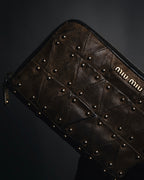 "MIU MIU" 10’s studded quilted vintage leather zip wallet