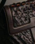 -SPECIAL- “Salvatore Ferragamo” 00’s-10’s Leather scale appliqué gancini shoulder bag