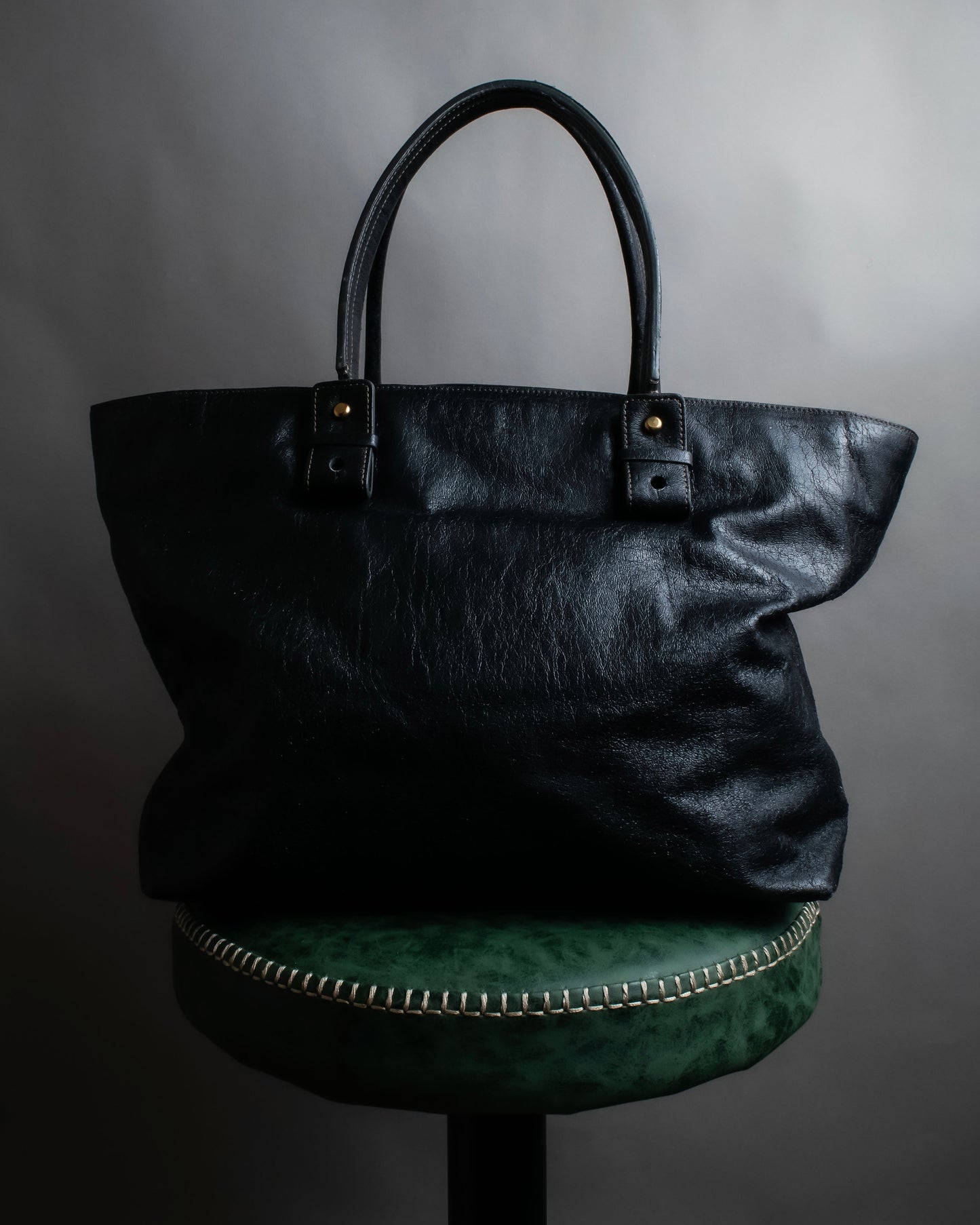 "Chloe" Eclipse series logo engraved leather tote bag