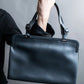 "PRADA" Clasp design grey-blue leather bag