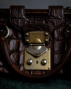"MIU MIU" Antique design crocodile embossed leather 2way bag