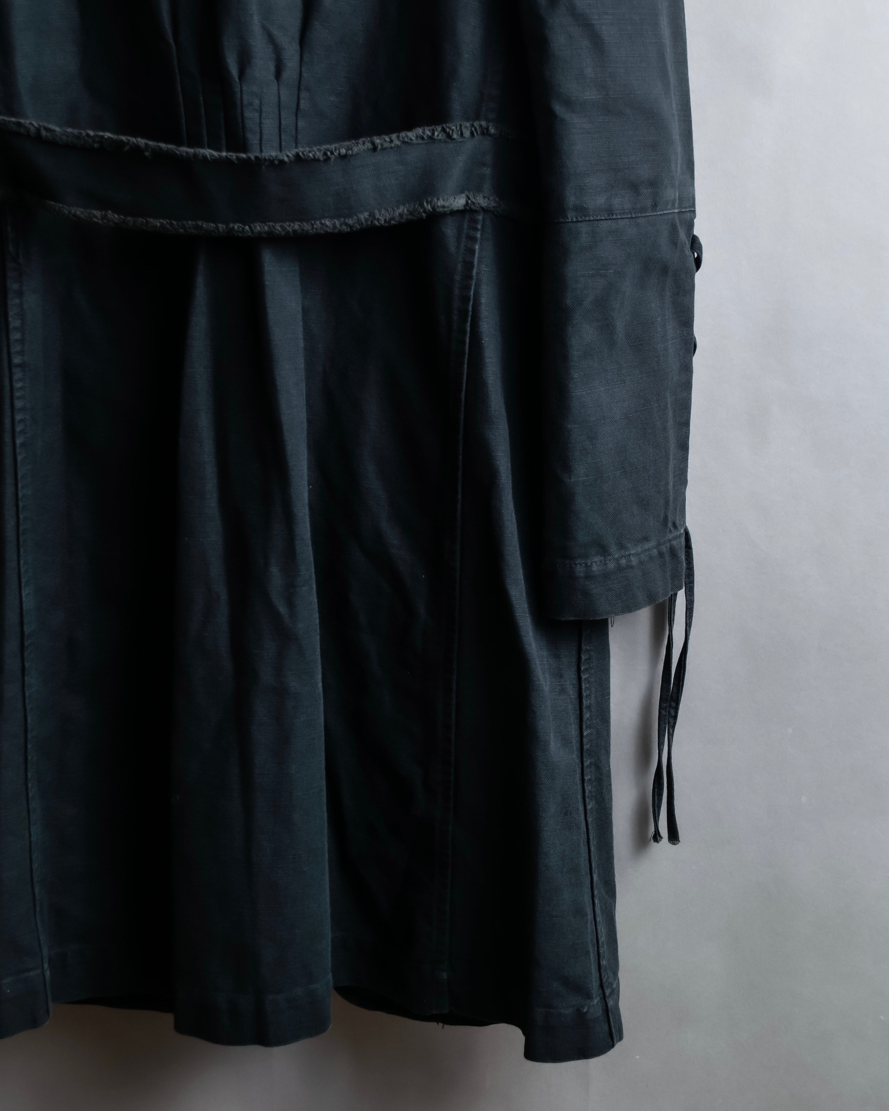 "vanessa bruno" Lace fringe design drawstring cotton linen shirt dress