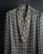 "Saint Laurent" Lame check pattern bow tie shirt