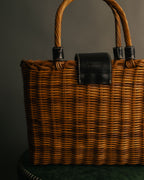 “BURBERRY BLUE LABEL” 00’s Rattan check lining basket bag
