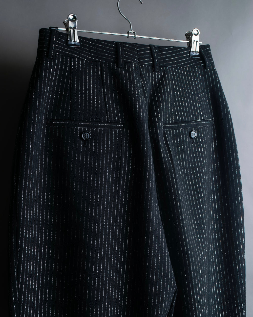 "CELINE" Shiny striped wide tapered slacks