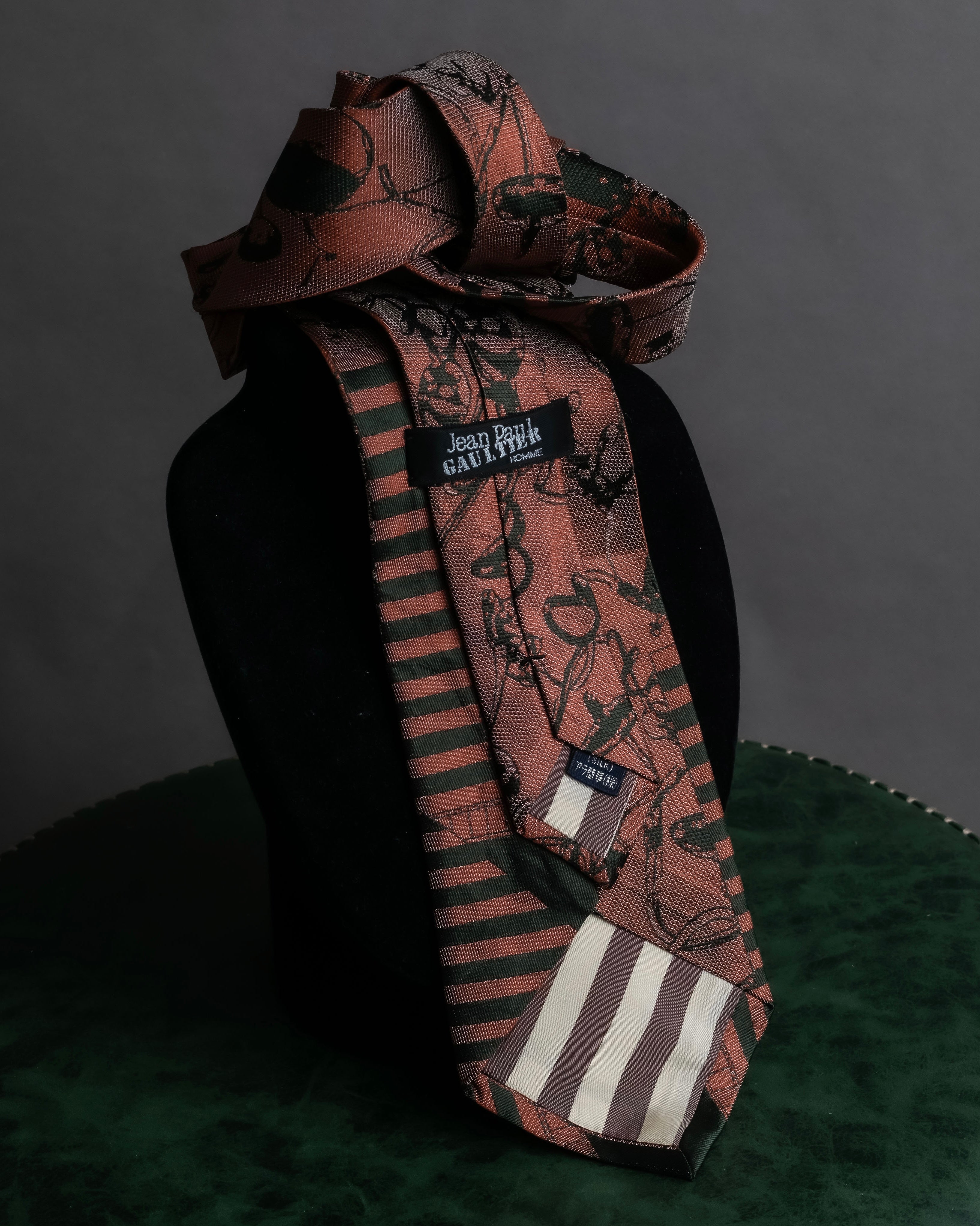 "JEAN PAUL GAULTIER HOMME" Drawing camouflage design silk neck tie