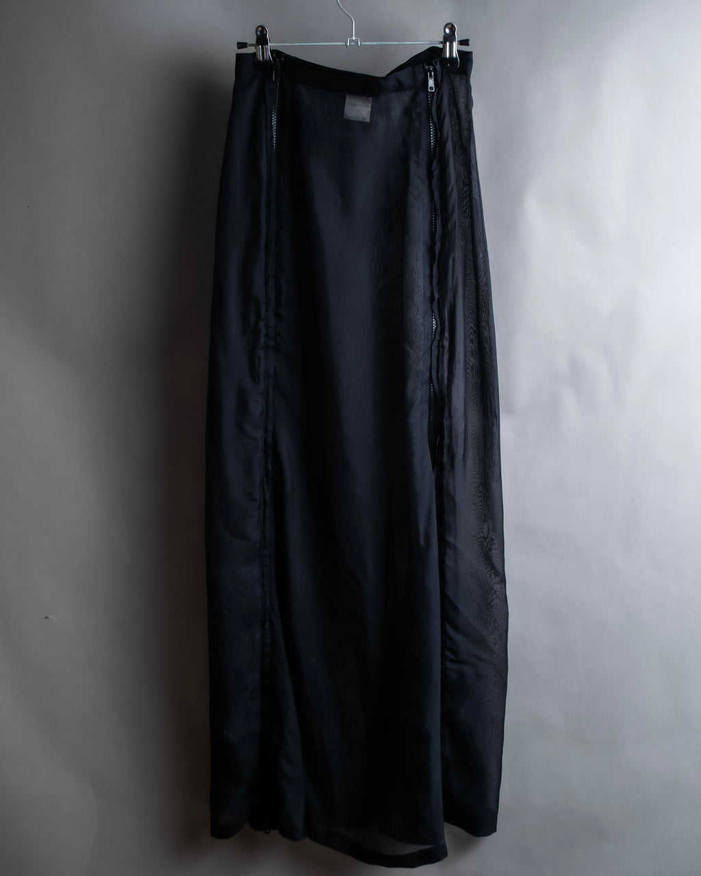 "YOHJI YAMAMOTO" 1996SS Double zipper design sheer rayon flare skirt