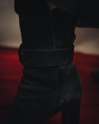 -SPECIAL- "Hermès" 90's-00's Margiela era fold-over black suede belt boots
