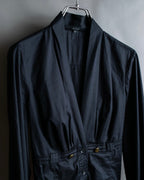 "GUCCI" No collar design gold button accents blouse