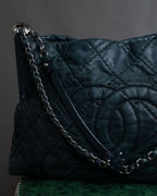 "CHANEL" Karl Lagerfeld design Matelasse chain Black shoulder bag