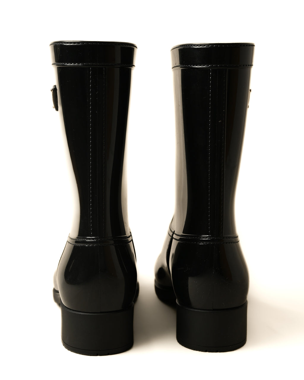 PRADA / Patent Rubber Rain Boots Black