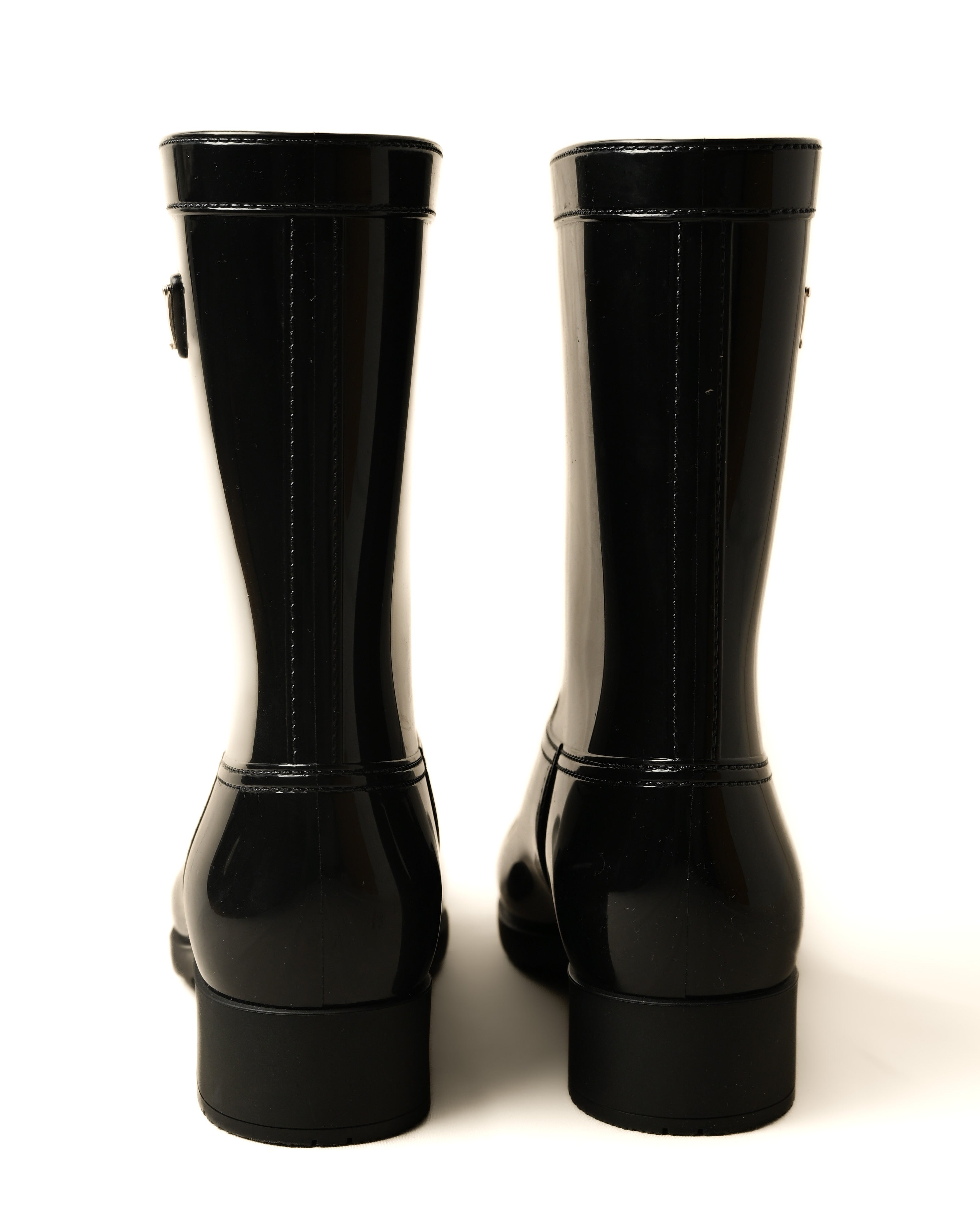 PRADA / Patent Rubber Rain Boots Black