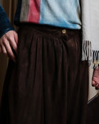 "LOEWE" Dark brown color gathered design wide pants