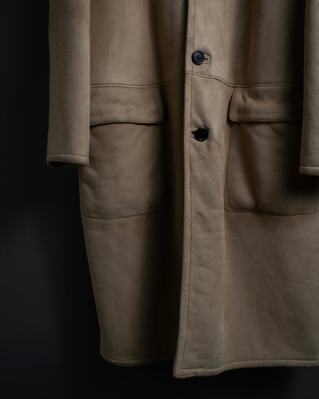 -SPECIAL- "LOEWE" 90's-10's Fur collar cordero lambskin long coat