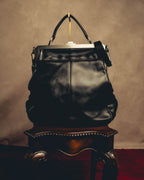 -SPECIAL- "Yves Saint Laurent" 00's Rive gauche black leather frame handbag