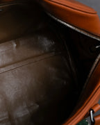 "PRADA" Belt flap detail rounded boston leather bag