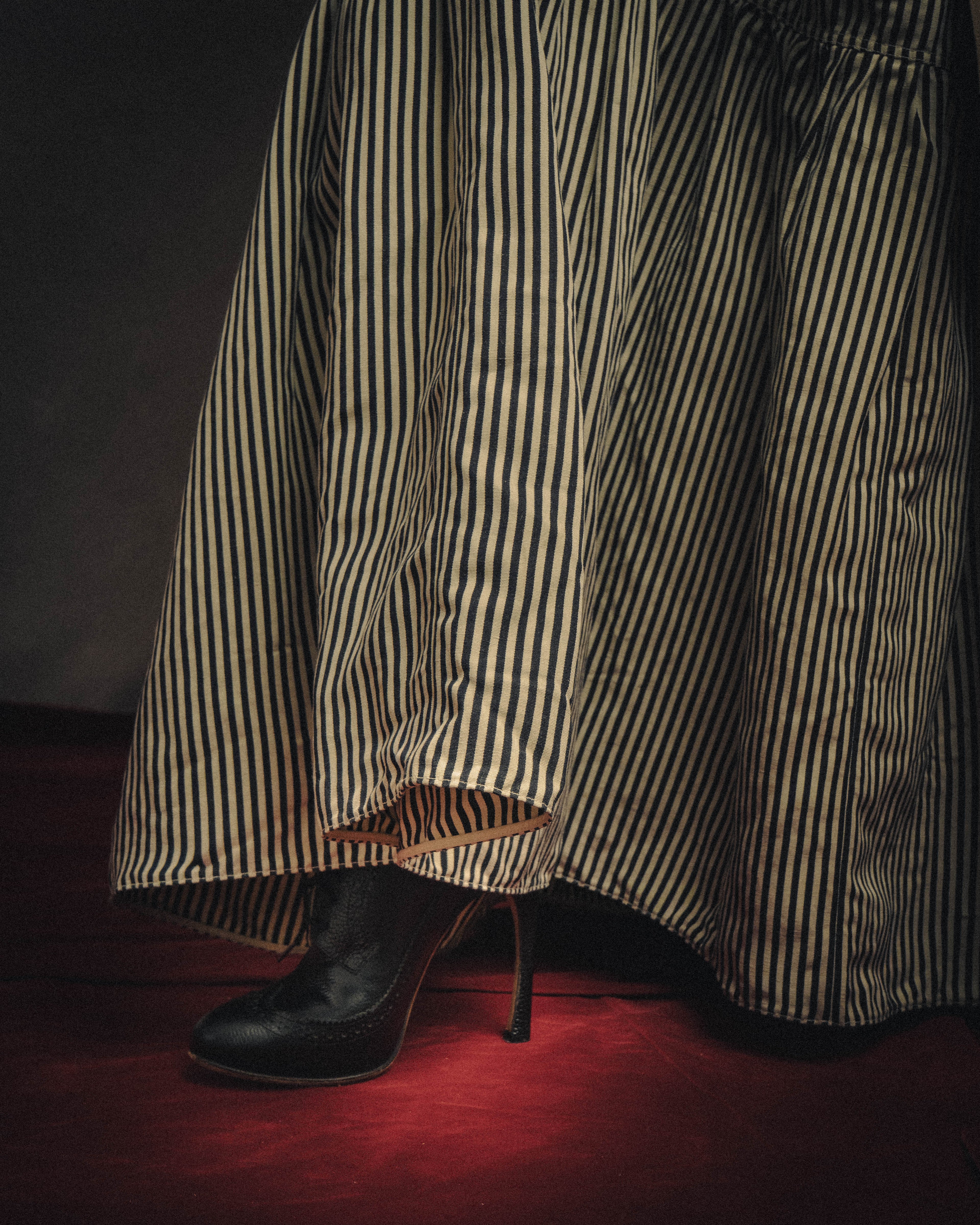 -SPECIAL- “Christian Dior” 2021 cruise striped linen silk tiered skirt